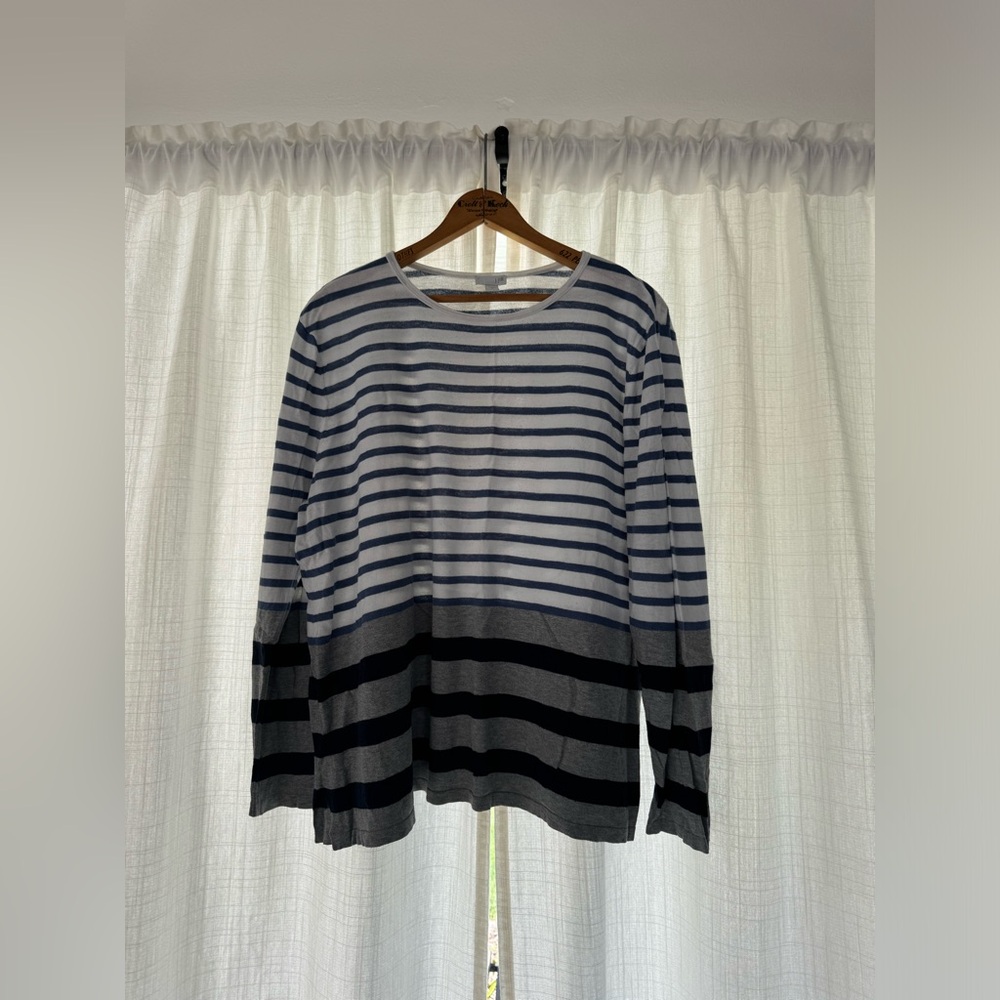 J. Jill Navy and White Striped Tee